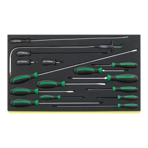 Stahlwille 96832098 DRALL  16-Piece Screwdriver Set with Phillips, Short, Slotted, Flexible Magnets, and Claw Lifter, Made in Germany