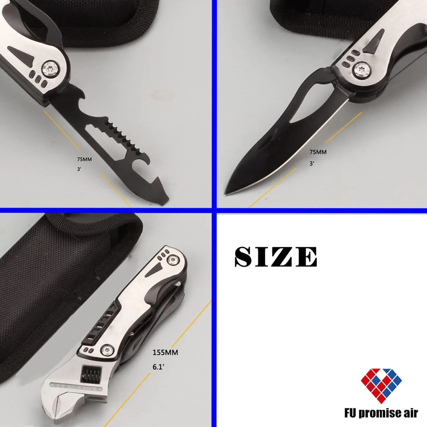 Stainless Steel Multipurpose Tool Kit, Portable & Heavy Duty, Light Weight & Durable Pocket Multi Tool Kit, Suitable as Camping Multitool, Emergency Pocket Tools