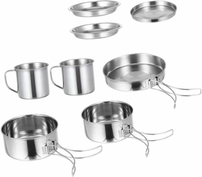 Stainless Steel Camping Cookware Set 8-Piece Portable Pot Set Perfect for Outdoor and Camping