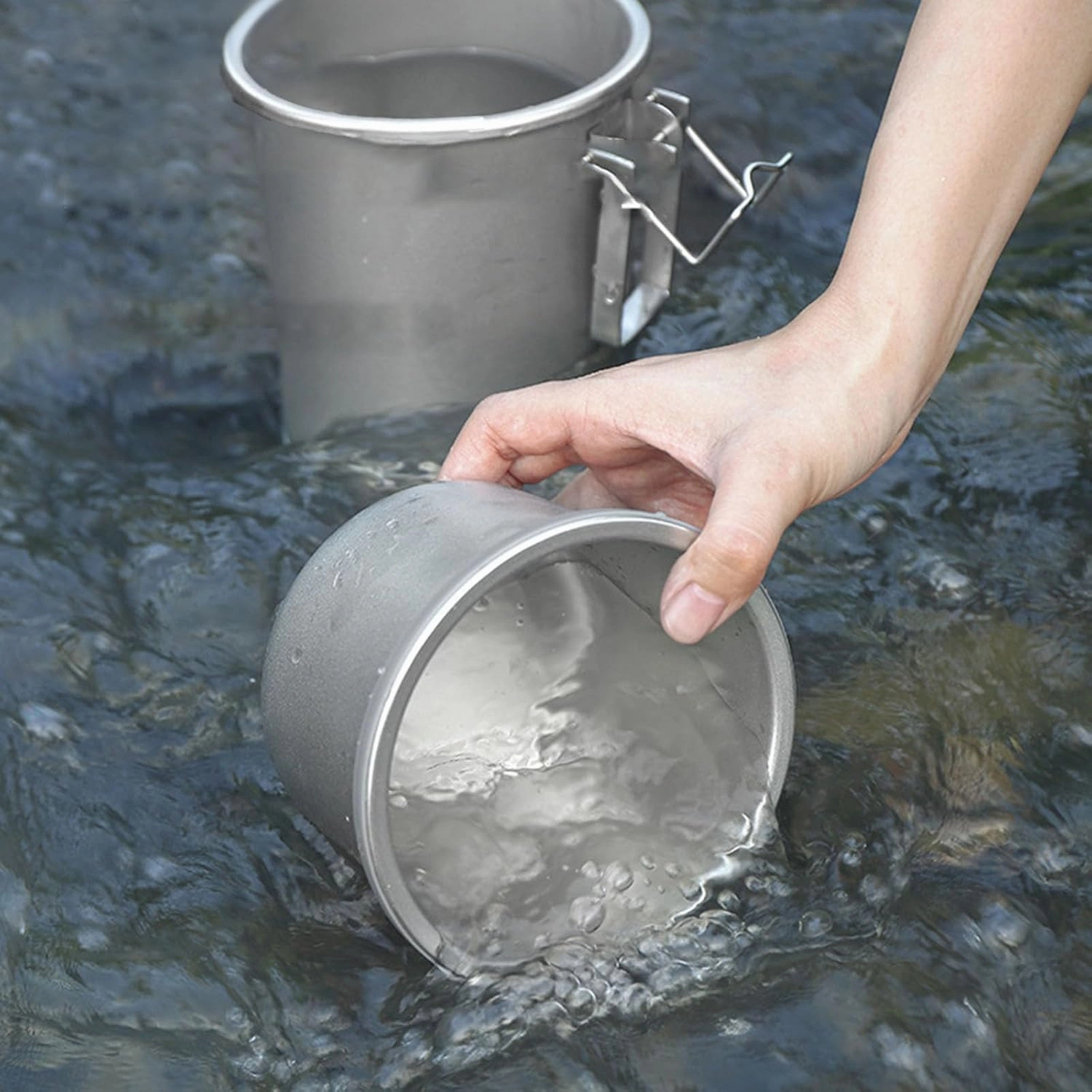 Stainless Steel Pot Food Grade Camping Pot with Steaming Function Lightweight and Durable for Outdoor Cooking Cooking Utensils Set Stainless Steel (Silver, 20.5x13cm)