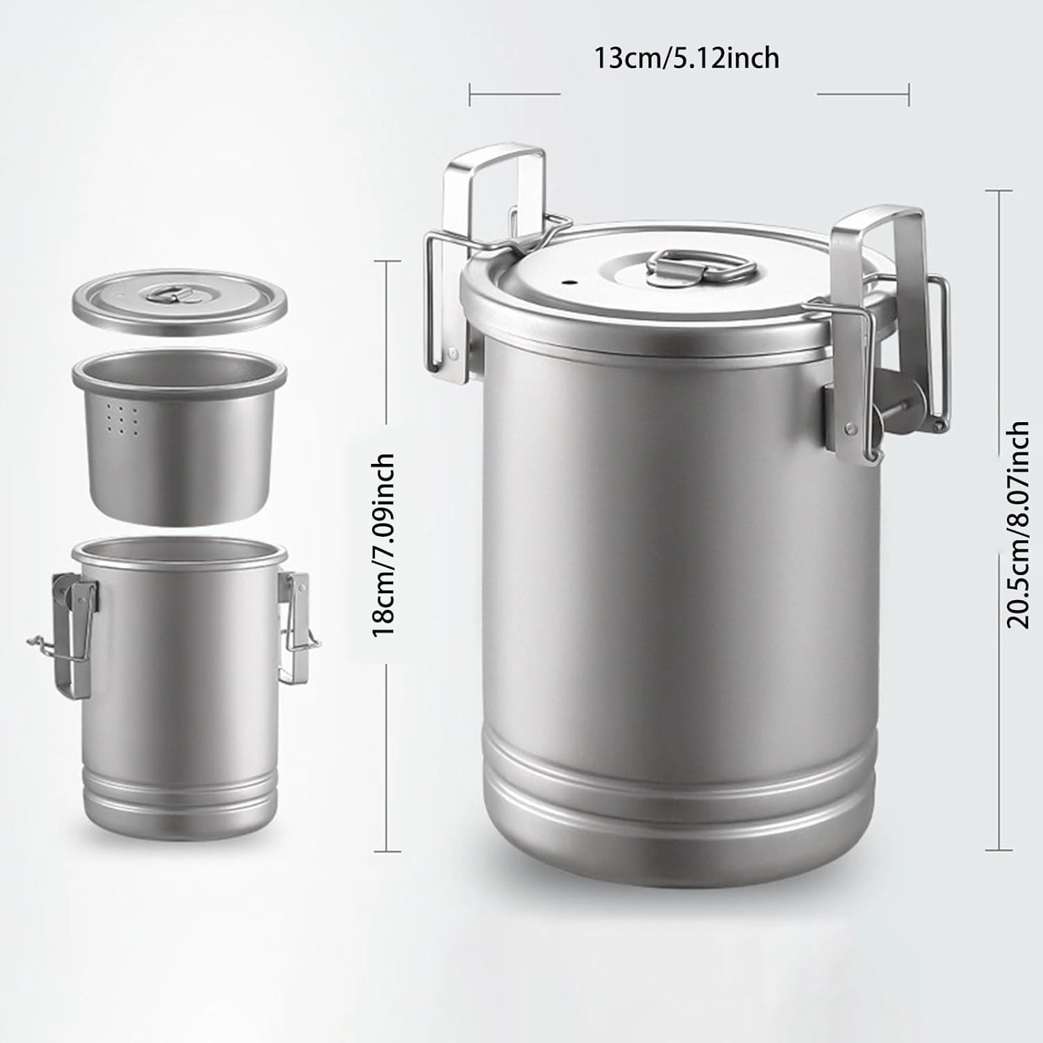 Stainless Steel Pot Food Grade Camping Pot with Steaming Function Lightweight and Durable for Outdoor Cooking Cooking Utensils Set Stainless Steel (Silver, 20.5x13cm)