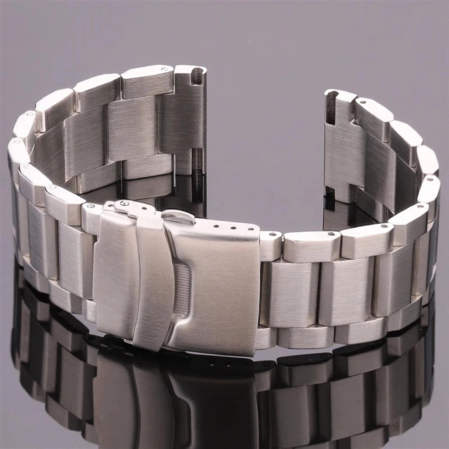 Stainless Steel Strap Chain Bracelet Style 18mm 20mm 22mm 24mm Silver Rose Gold Black Same Metal Strap