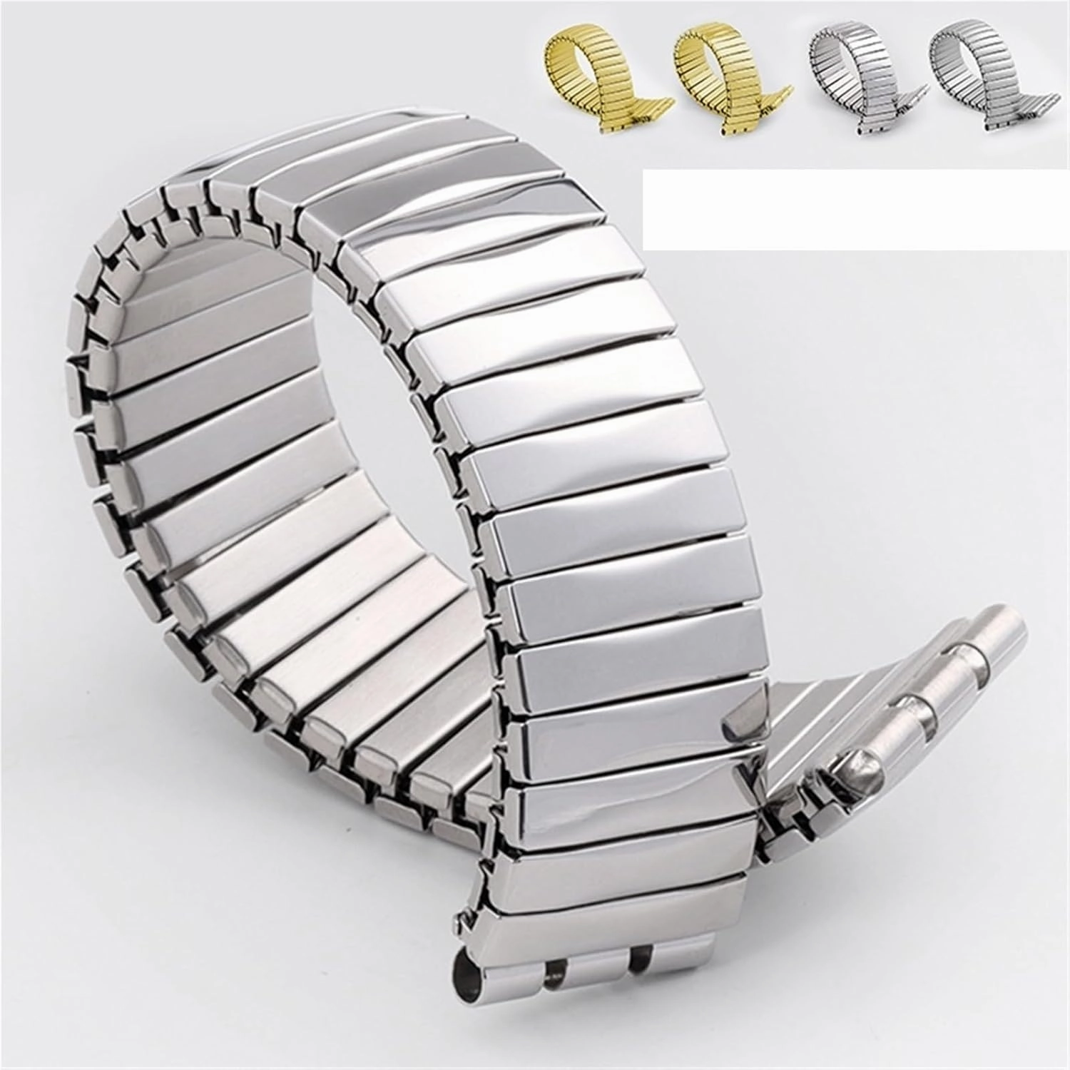 Stainless Steel Stretch Band 17mm 20mm Metal Expansion Stretch Stretch Extension Bracelet Polished Matte Universal Wristband