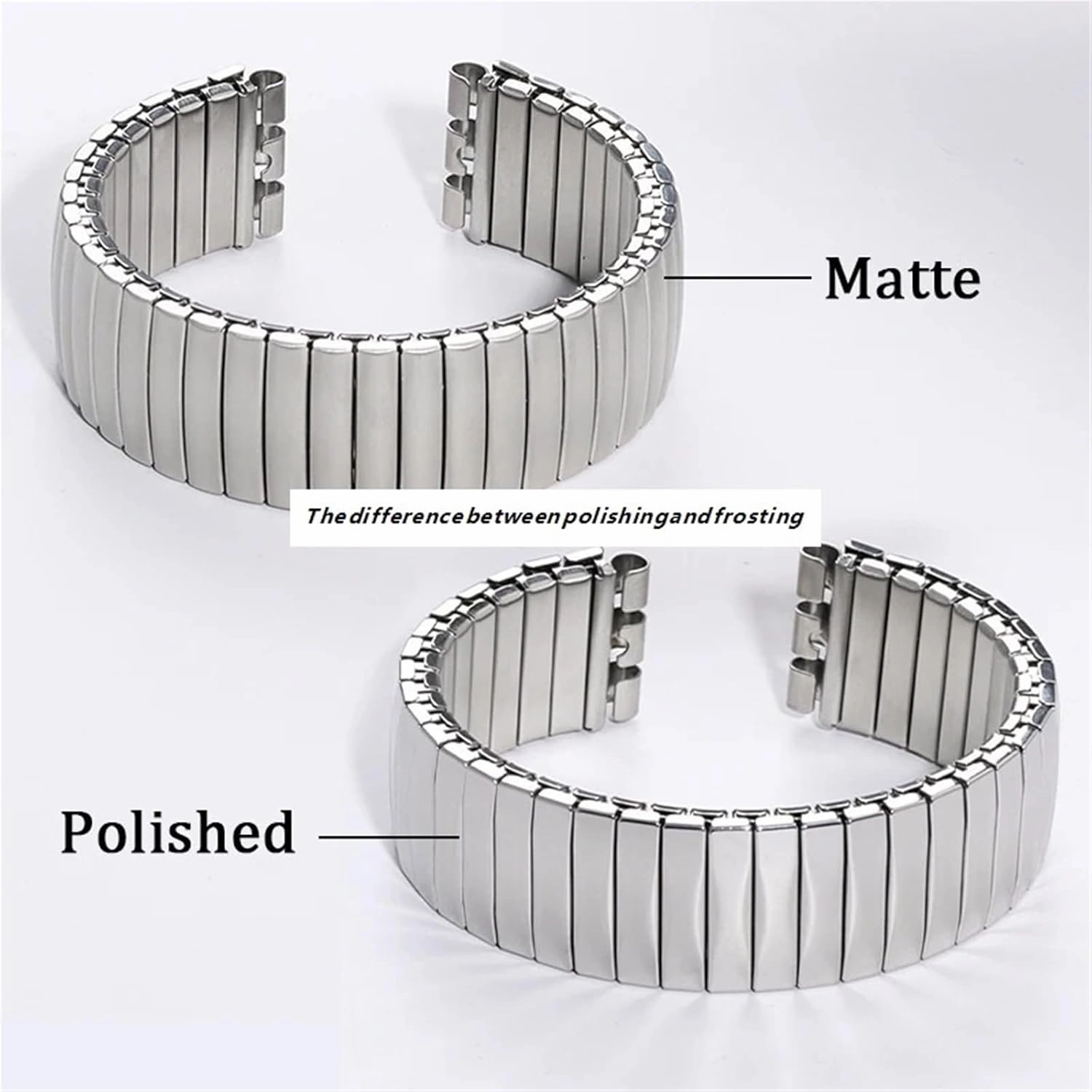Stainless Steel Stretch Band 17mm 20mm Metal Expansion Stretch Stretch Extension Bracelet Polished Matte Universal Wristband