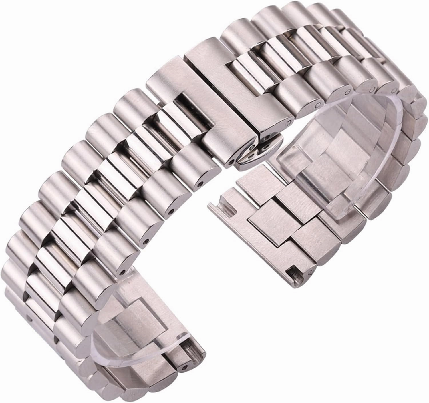 Stainless Steel Watch Band 16mm 18mm 20mm 21mm 22mm Bracelet Women Men Silver Pure Metal Smart Watch Quartz Watch Strap Accessories