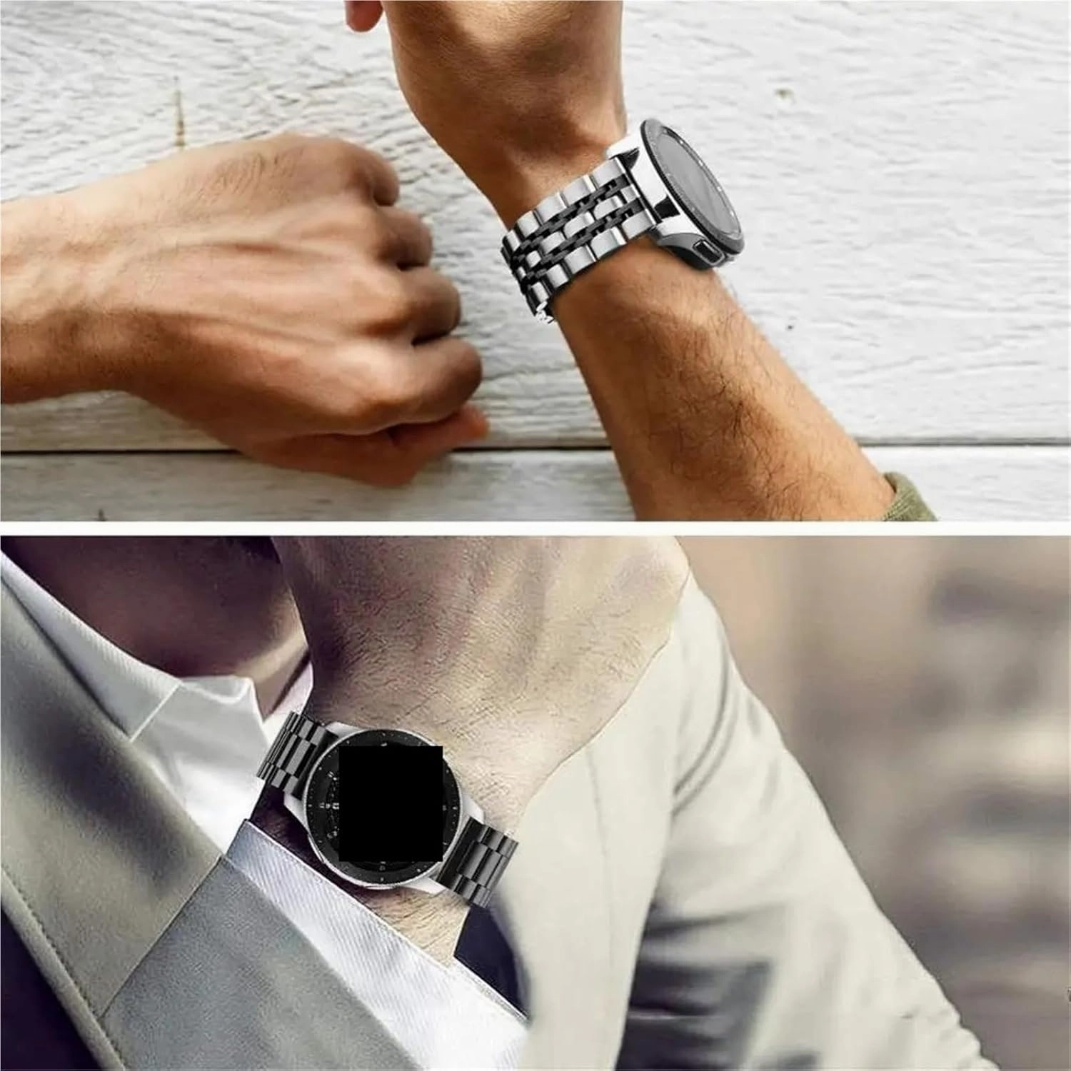 Stainless Steel Watch Band 20mm Universal Replacement Wristband Men's Women's Metal Bracelet