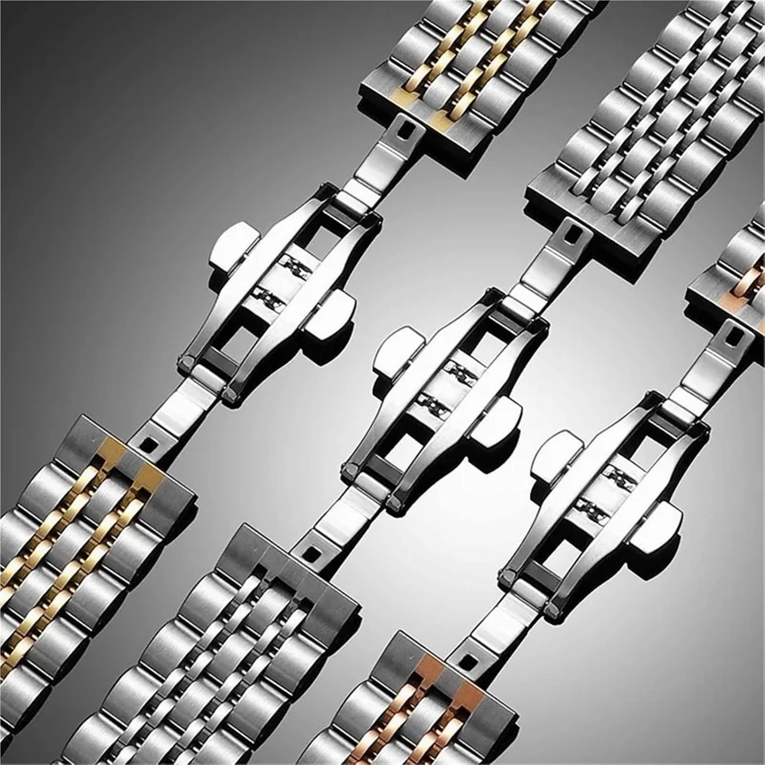 Stainless Steel Watch Band 20mm Universal Replacement Wristband Men's Women's Metal Bracelet