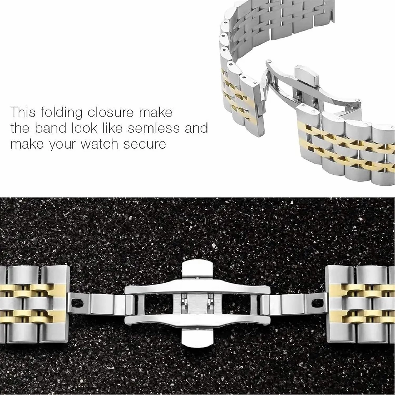 Stainless Steel Watch Band 20mm Universal Replacement Wristband Men's Women's Metal Bracelet