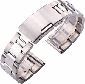 Stainless Steel Watch Band Women Men Metal Straight End Bracelet Wrist Watches Replacement Strap