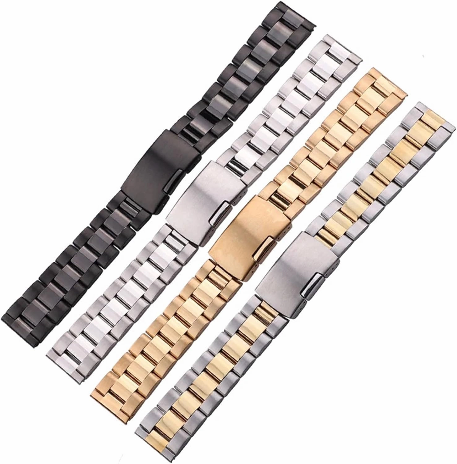 Stainless Steel Watch Band Women Men Metal Straight End Bracelet Wrist Watches Replacement Strap