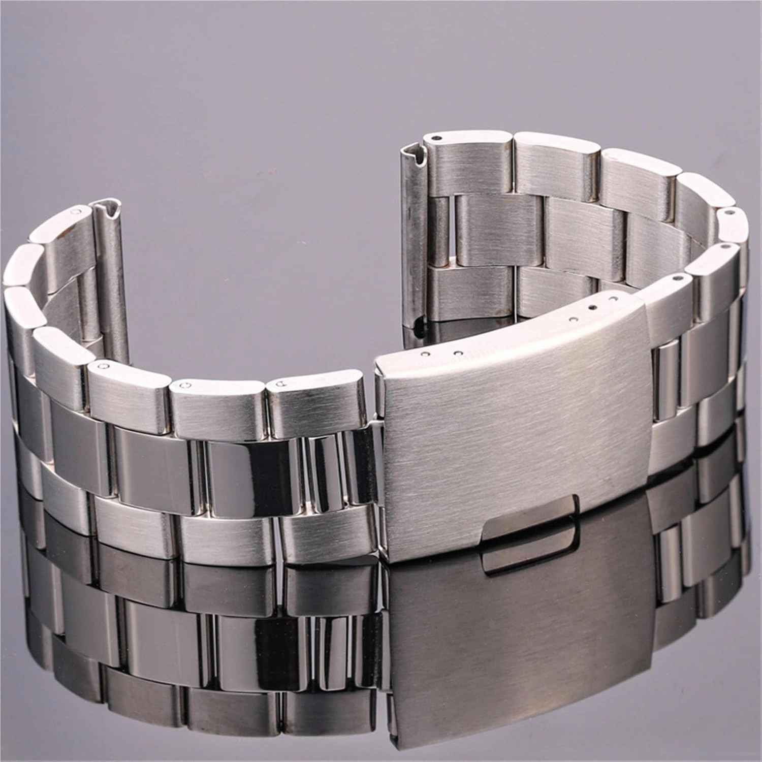 Stainless Steel Watch Band Women Men Metal Straight End Bracelet Wrist Watches Replacement Strap