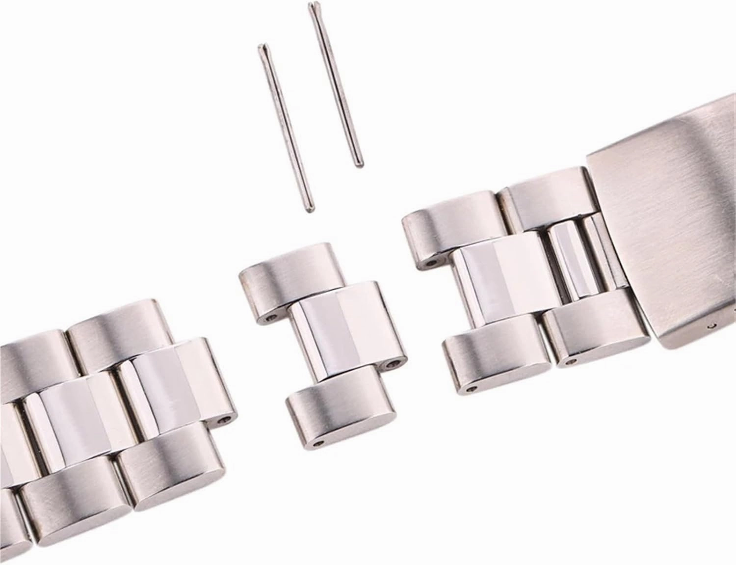 Stainless Steel Watch Band Women Men Metal Straight End Bracelet Wrist Watches Replacement Strap