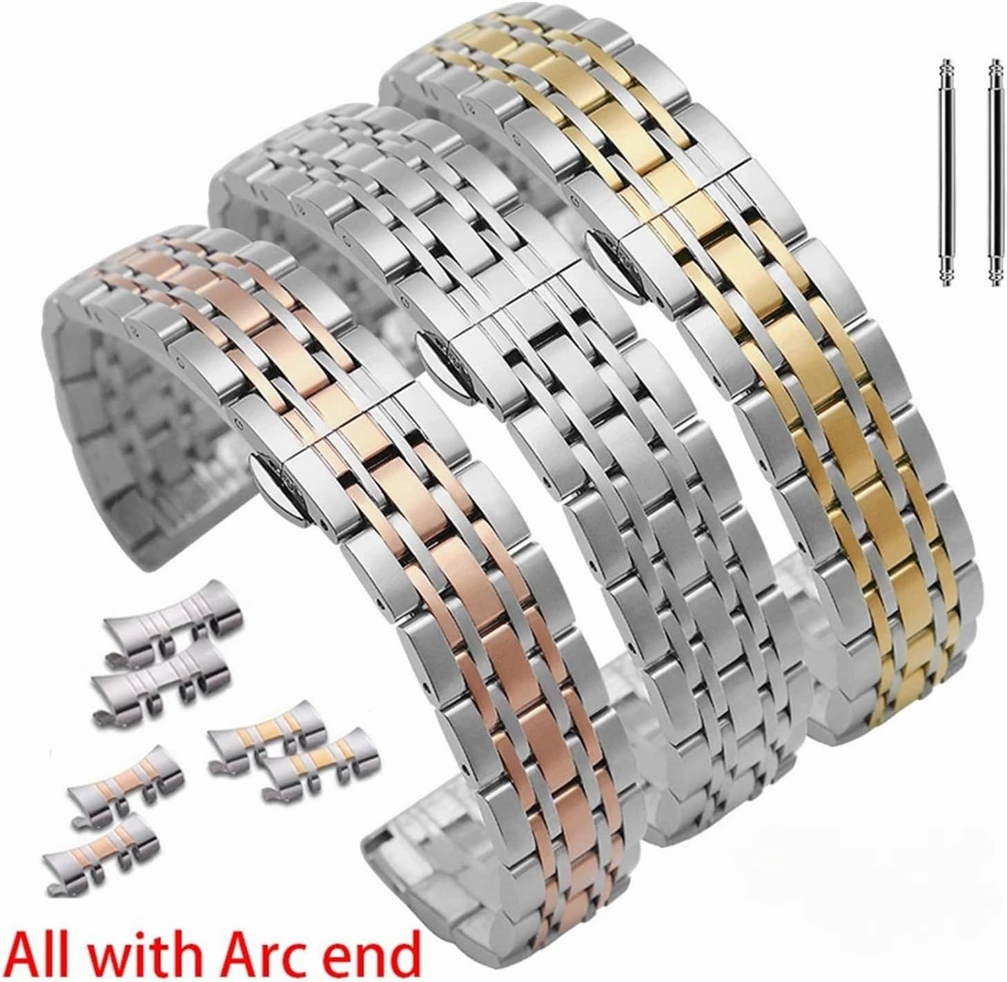 Stainless Steel Watch Strap 12mm 14mm 16mm 18mm 20mm 22mm 24mm Universal Wristband Suitable for Smart Watch Quartz Watch