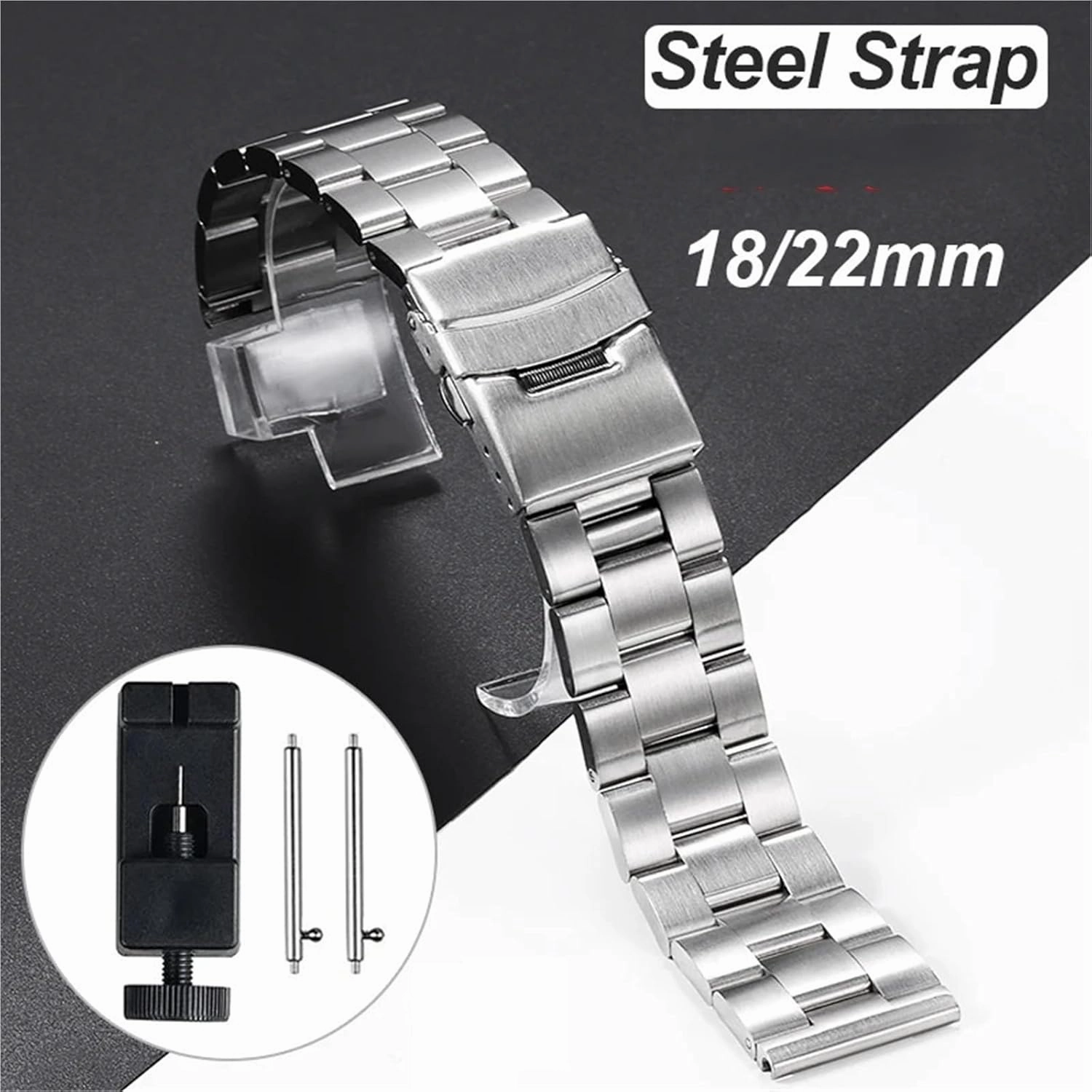 Stainless Steel Watchband For Solid Metal Replacement Bracelet For 18mm 22mm Quick Release Wristband