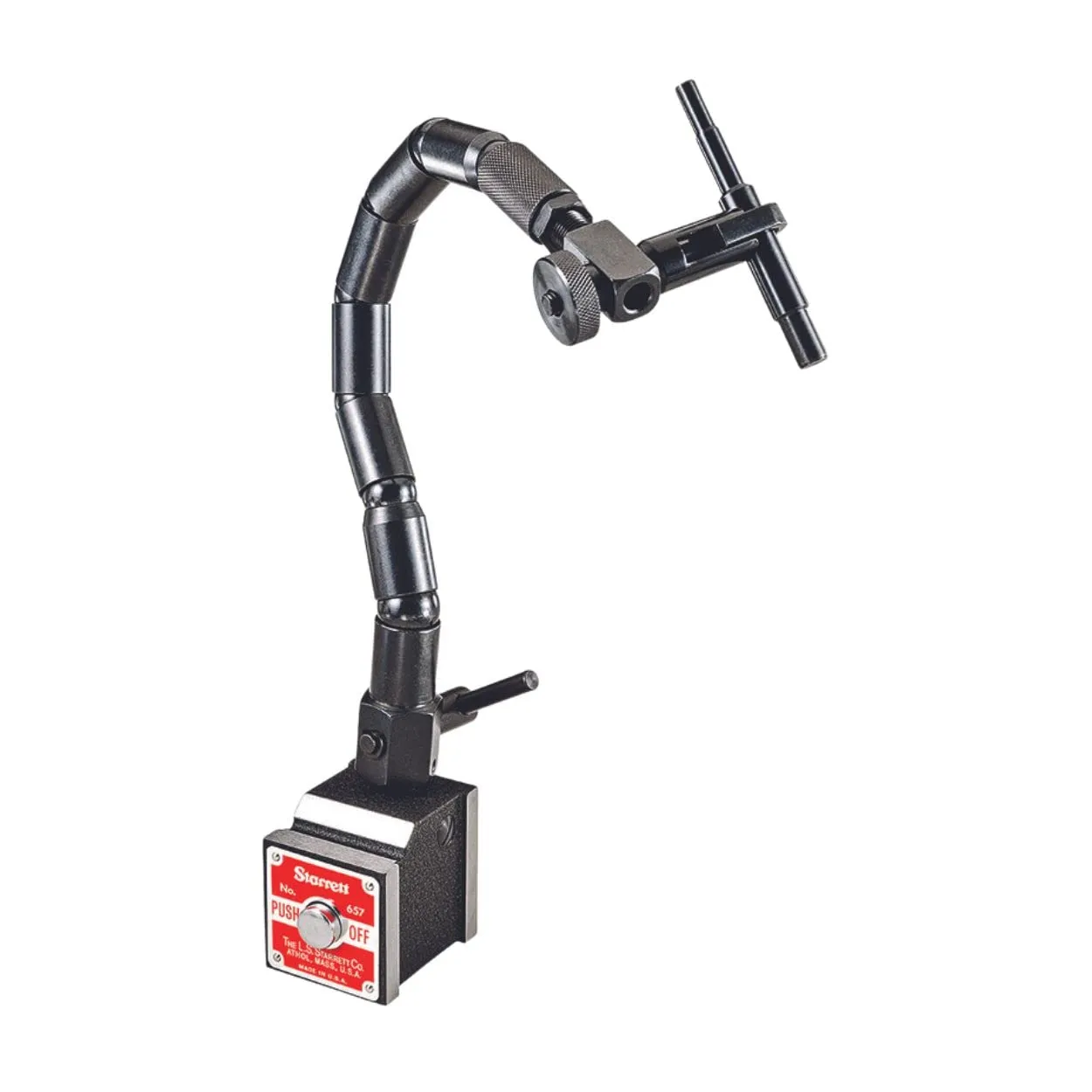 Starrett Magnetic Indicator Holder with 15" Flexible Arm - 3/8" Stem Diameter, 100 lbs Holding Power, Precision Measurement Tool - 657T