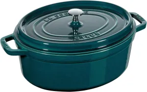 STAUB 1003842 Cast Iron Roaster/Cocotte, Oval 33 cm, 6.7 L, La Mer