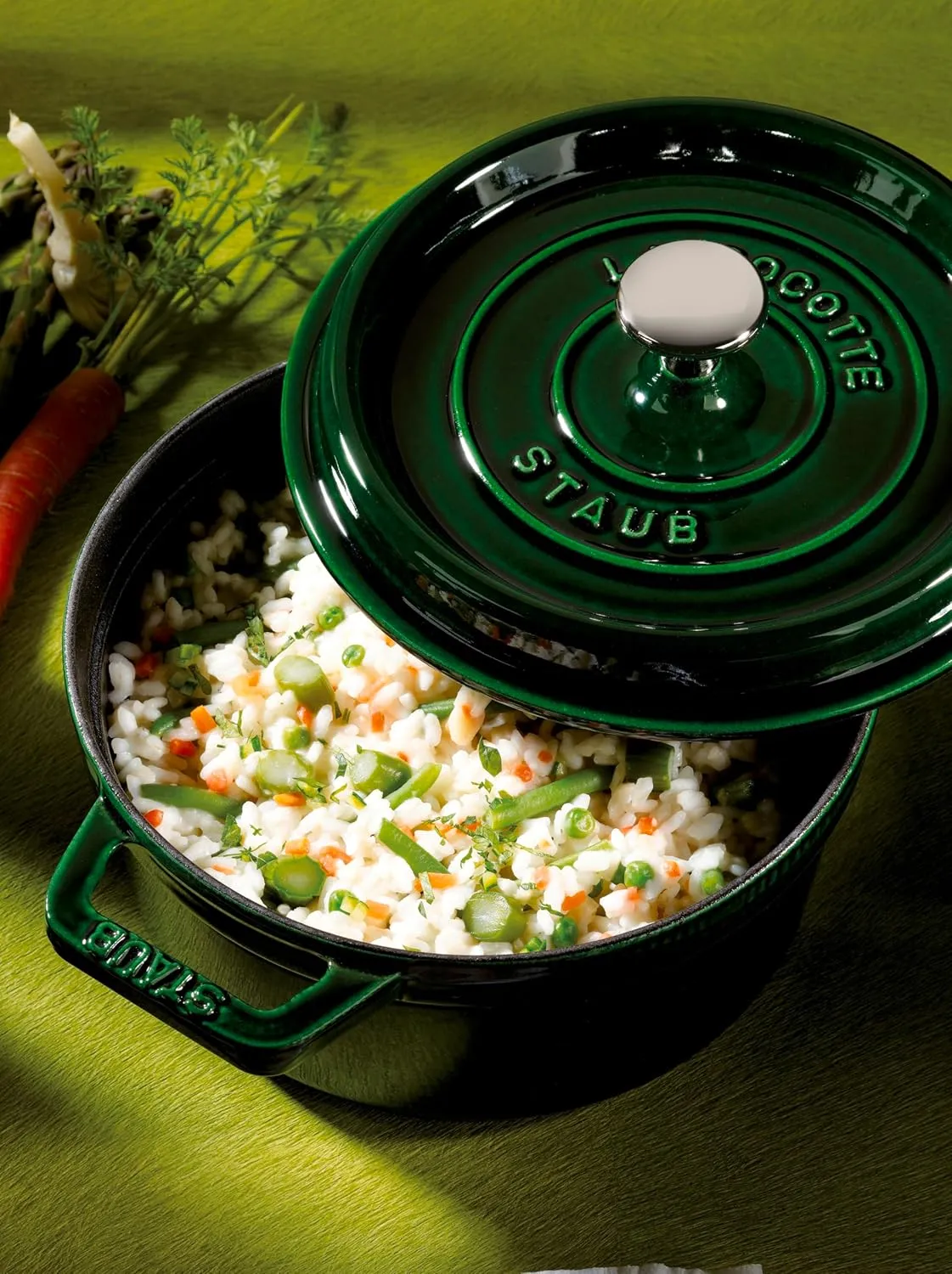 STAUB 1003969 Cast Iron Roaster/Cocotte, Round, 22 cm, 2.6 L, Basil/Green