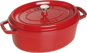 Staub La Cocotte Oval 40509-830 Pico Cocotte Oval Cherry, 9.1 inches (23 cm), Double Handed, Cast Iron Enameled Pot, Induction Compatible, Japanese Authentic Product