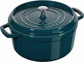 STAUB 1003317 Cast Iron Roaster/Cocotte, Round, 28 cm, 6.7 L, La Mer