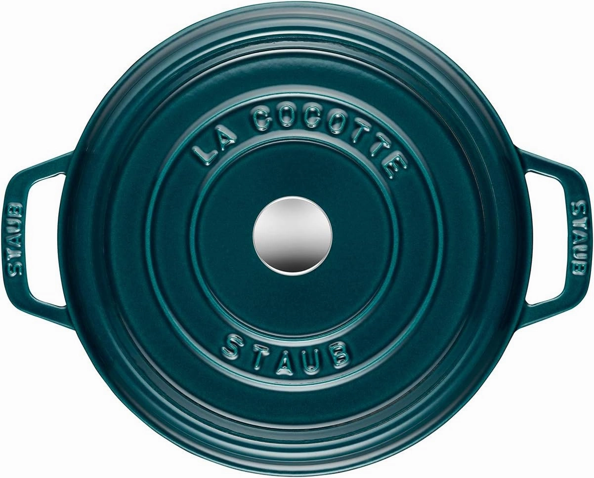 STAUB 1003317 Cast Iron Roaster/Cocotte, Round, 28 cm, 6.7 L, La Mer