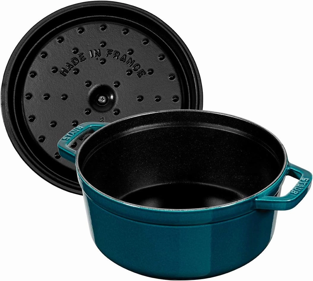 STAUB 1003317 Cast Iron Roaster/Cocotte, Round, 28 cm, 6.7 L, La Mer