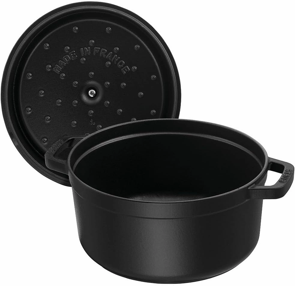 STAUB Cast Iron Roaster/Cocotte, Round, 22 cm, 2.6 L, Black