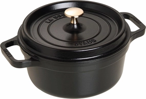 STAUB Cast Iron Roaster/Cocotte, Round, 22 cm, 2.6 L, Black
