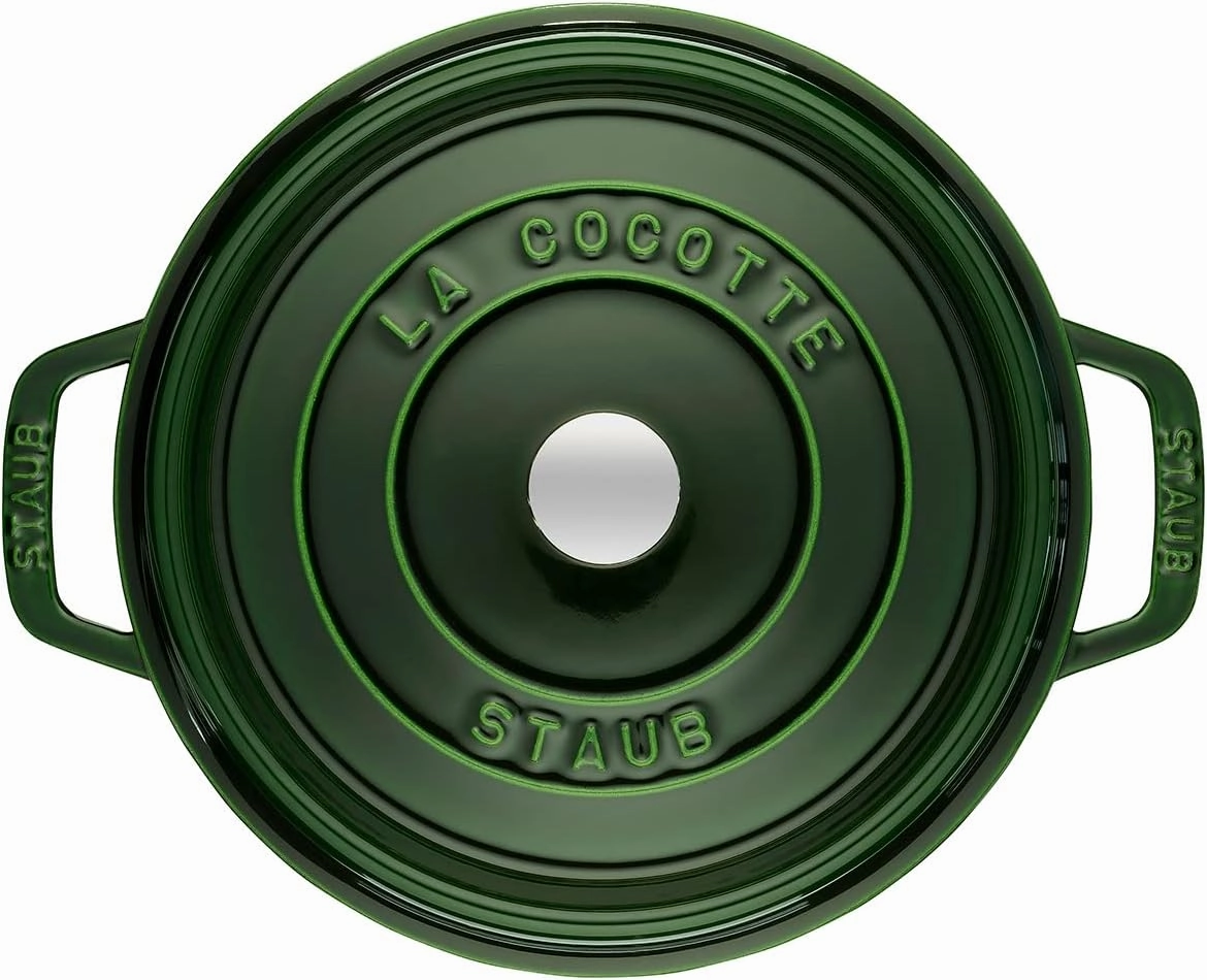 STAUB Cast Iron Roaster/Cocotte, Round, 28 cm, 6.7 L, Basil/Green