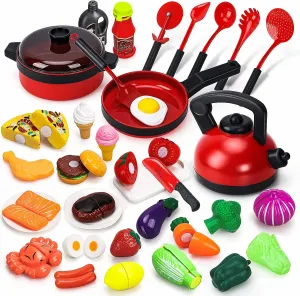 STEAM Life Play Kitchen Accessories Toy Play Food 3 4 Year Old Girls Gifts - Toddler Kitchen Set for Kids Pots and Pans Kids Kitchen Playset Fake Play Kitchen Toys for Toddlers Gifts for Girls Boys