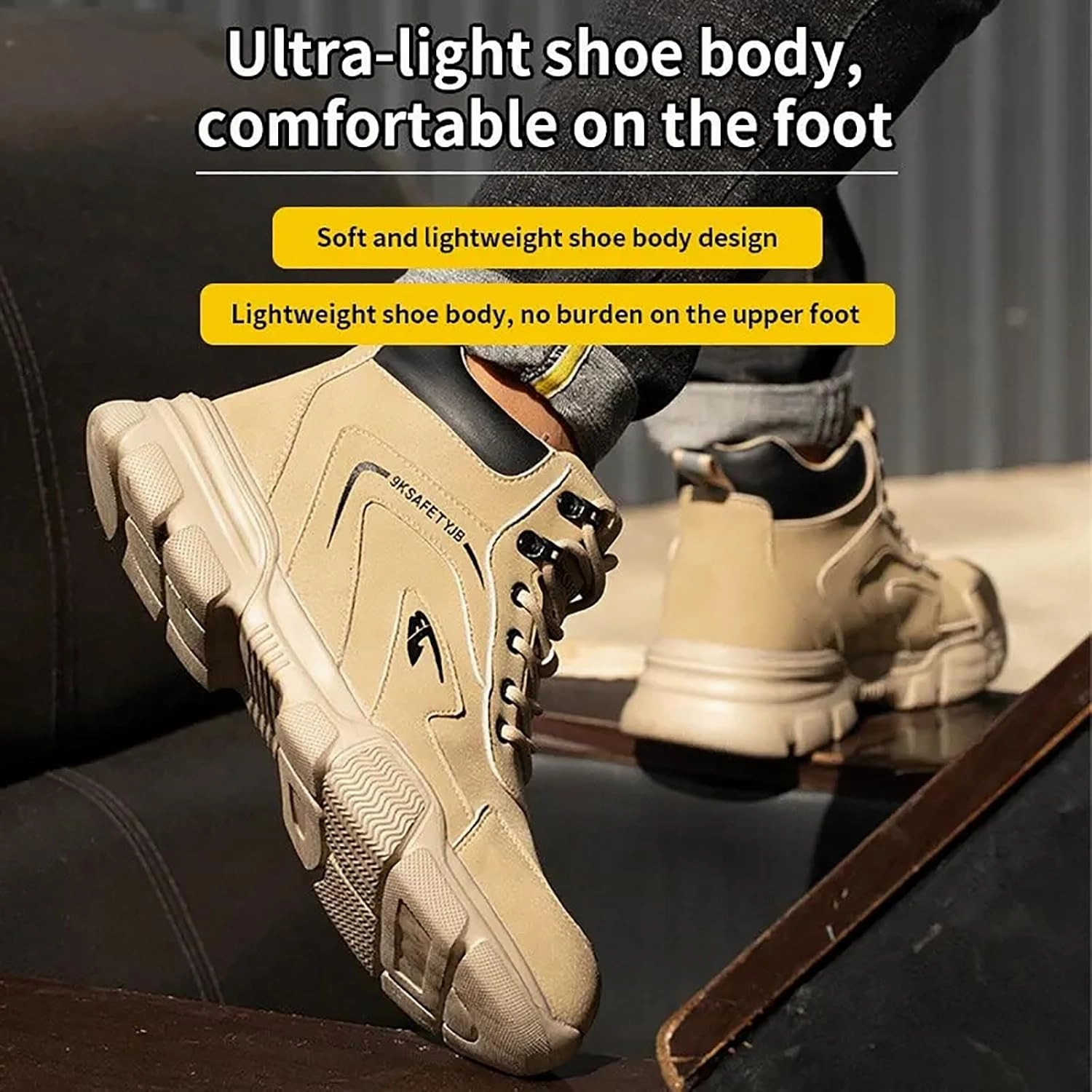 Steel Toe Cap Trainers, Men's Work Shoes, Puncture-Proof and Wear-Resistant Safety Shoes, Suitable for Steel/Smelting/Logging/Loading and Unloading,43,D