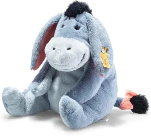Steiff Disney Soft Cuddly Friends Eeyore, Premium Stuffed Animal, Bluish Gray, Over 9.5" Tall,024603