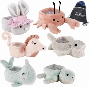 Stephan Baby Comfort Toys Bundle: Beach Bunny, Cuddly Crab, Smiley Shark, Soothing Seahorse, Gentle Sea Turtle, and Nuzzle Narwhal with Exclusive Drawstring Bag