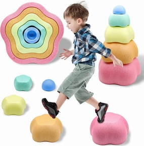 Stepping Stones for Kids – Sensory Balance Toddler Stepping Stones for Toddlers 1-3 for Indoor or Outdoor Coordination Obstacle Course Stacking Blocks Beach Toys 5-Piece