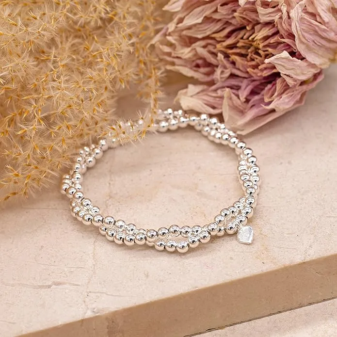 Sterling Silver Two Row Stretch Bead Bracelet