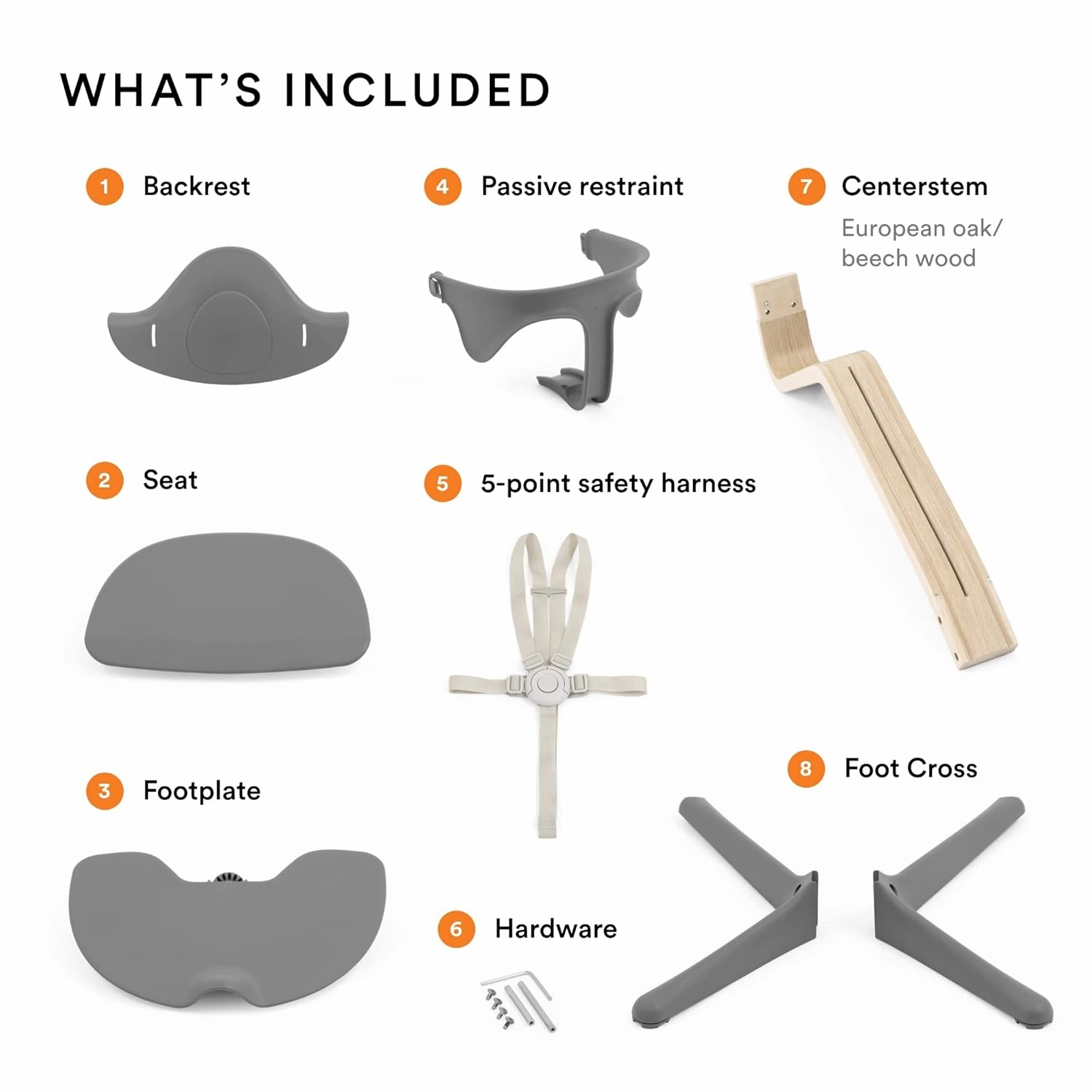 Stokke Nomi High Chair, Black/Natural - Inspires Active Sitting - Tool-Free, Seamless Adjustability - Includes Baby Set with Removable Harness for Children 6-24 Months