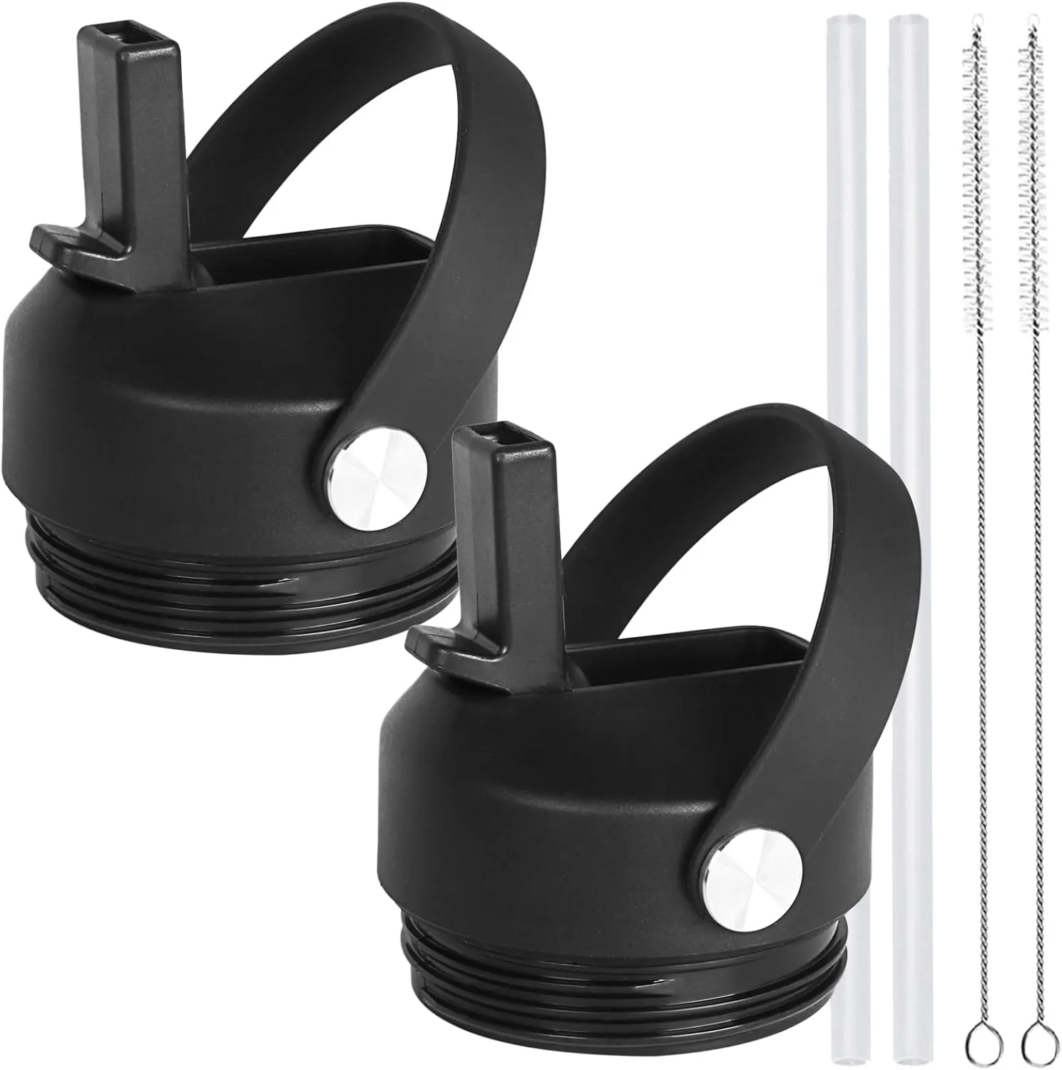 Straw lid for Yeti Rambler Water Bottle 18 26 36 64 oz, Replacement Cap Straw Cap for RTIC 18oz 26oz 36oz, Lid with Straw and Brush and Flexible Handle ﻿