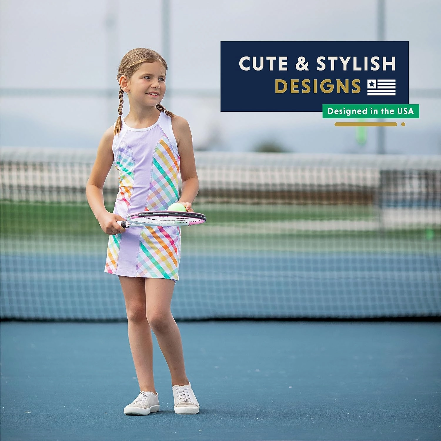 Street Tennis Club Girls Tennis Dress & Golf Outfit, Athletic Skirts Dress with Built-in Shorts