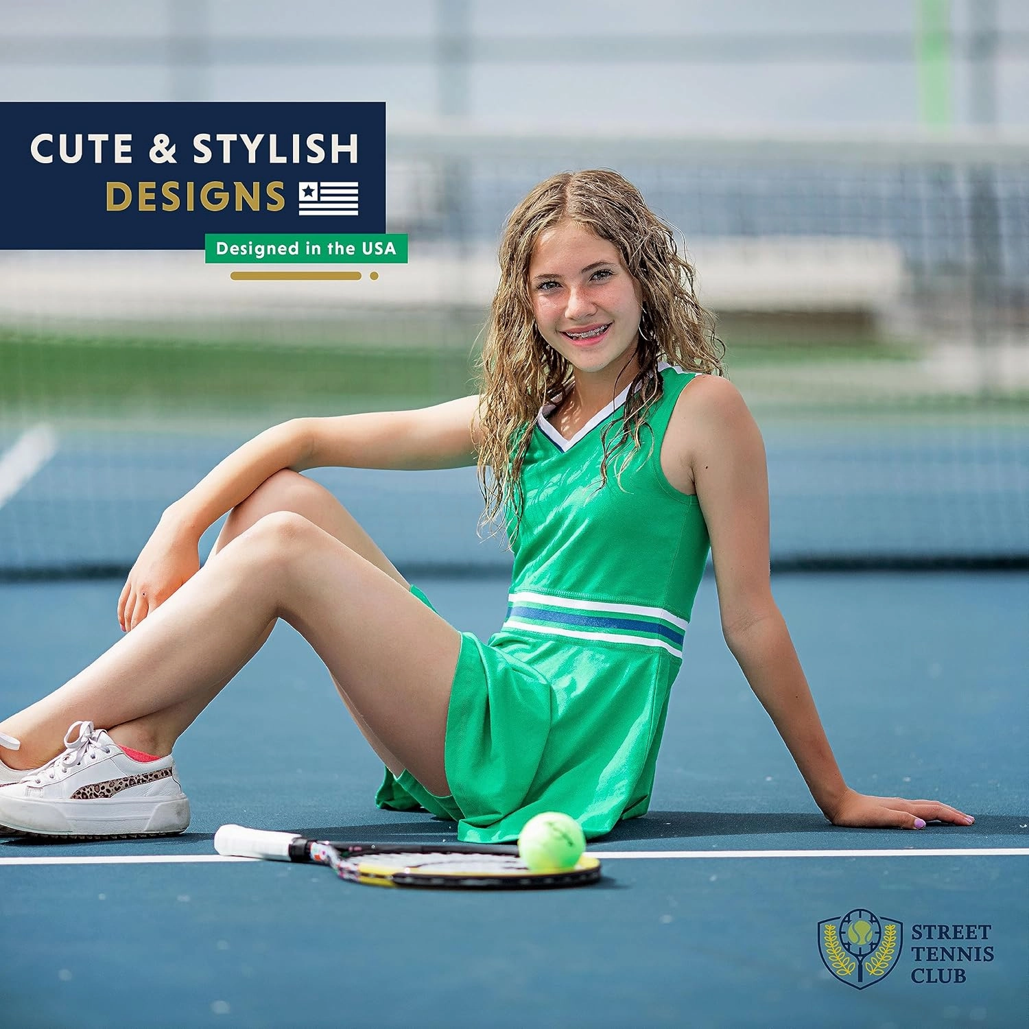 Street Tennis Club Girls Tennis Dress & Golf Outfit, Athletic Skirts Dress with Built-in Shorts