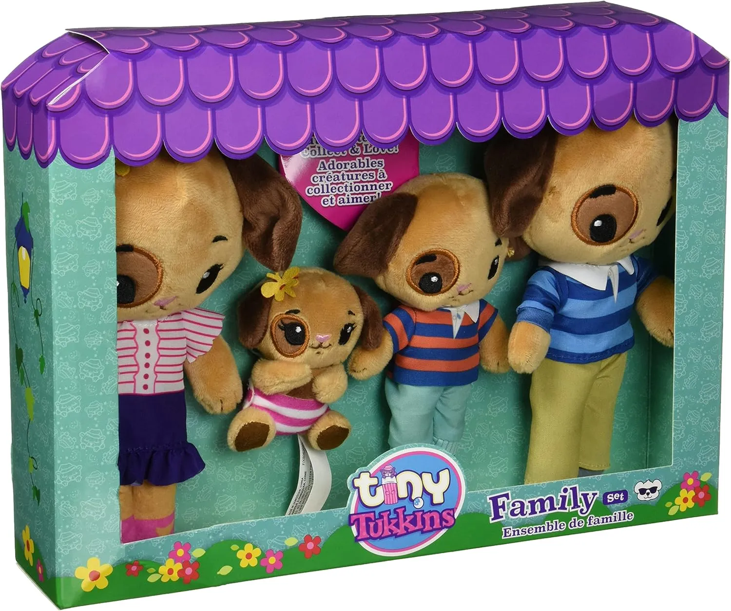 Stuffed Dog Family - 4 Plush Dog Stuffed Animals - Doggy Stuffed Animal Pack Includes Mom, Dad, and 2 Babies - Stuffed Animal Set Made from Kid-Friendly, Non-Toxic Quality Materials