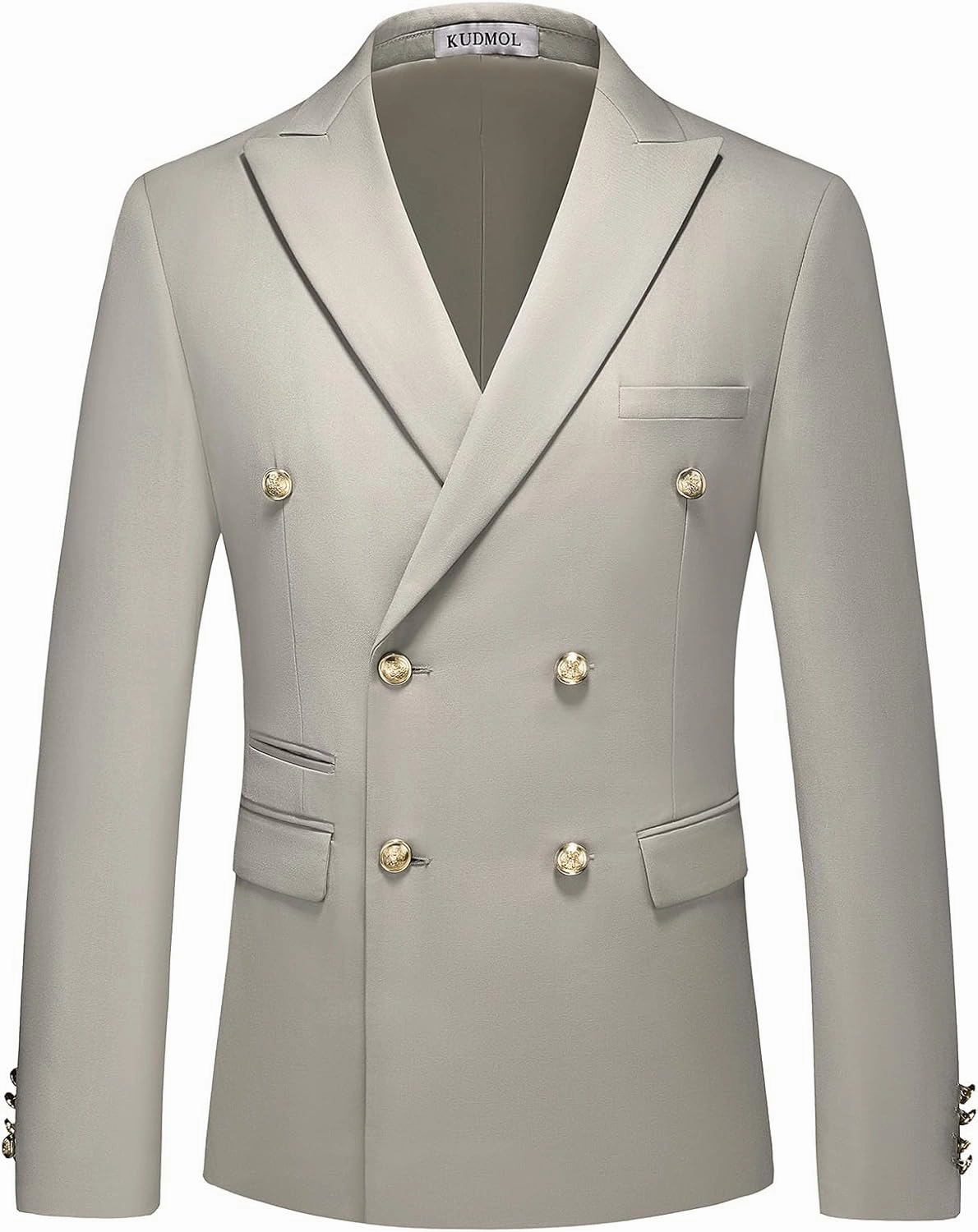 Suit for Men Solid Double Breasted 2 Piece Tuxedo Set Regular Fit Peak Lapels Jacket and Pants