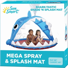 SunSmart 68" Shark MEGA Spray Water Sprinkler for Kids, Inflatable Sprinkler Splash Pad, Over 200% Spray, Outdoor Toy