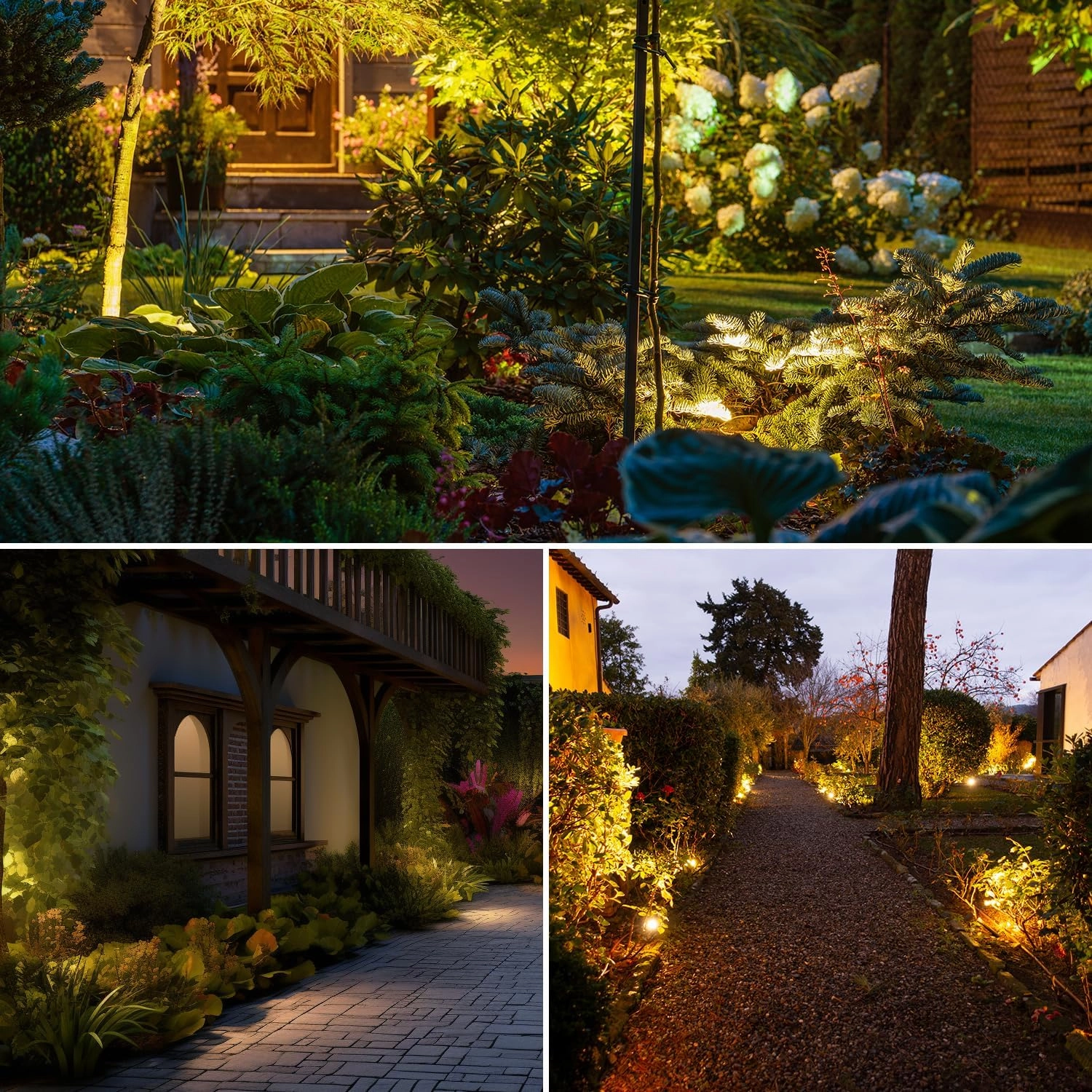 SUNTHIN Outdoor Landscape Lighting with Dusk to Dawn Sensor Controller, 10 Pack