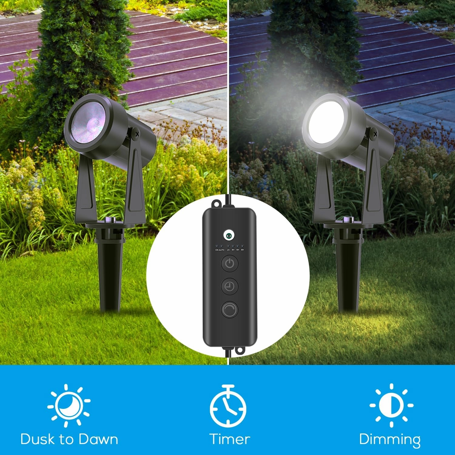 SUNTHIN Outdoor Landscape Lighting with Dusk to Dawn Sensor Controller, 10 Pack