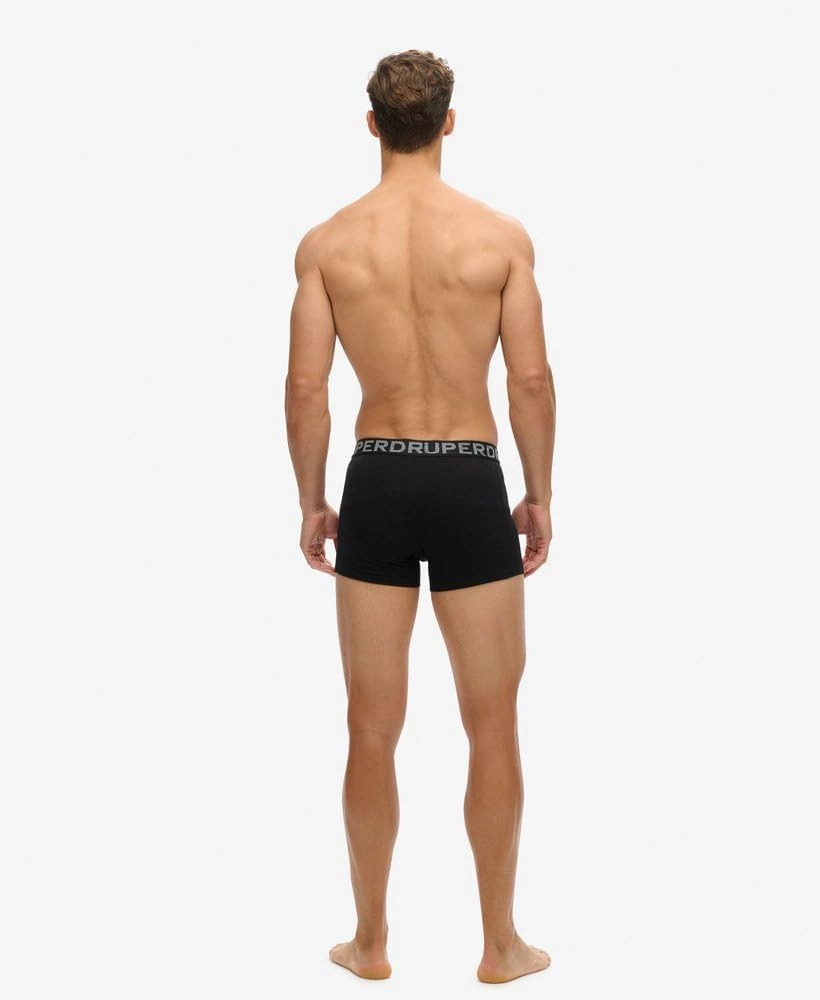 Superdry Men's 3 Pack Organic Cotton Boxer Briefs, Black/Orange
