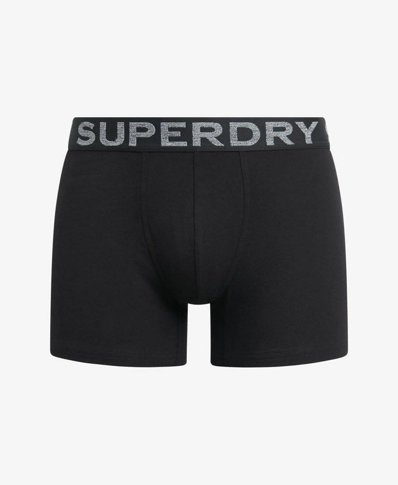 Superdry Men's 3 Pack Organic Cotton Boxer Briefs, Black/Orange