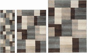 Superior Clifton 3 Piece Indoor Area Rug Set, Jute Backing, Modern Color Block Decor for Hallway, Entry, Office, Kitchen, Bedroom, Living Room Floors, Plush Rugs, 2' 7" x 8', 5' x 8', 8' x 10', Grey
