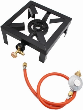 SUPVOX Portable Propane Camping Stove Gas Burner Cast Iron Stove Burner Hose Regulator Outdoor Cooking Set