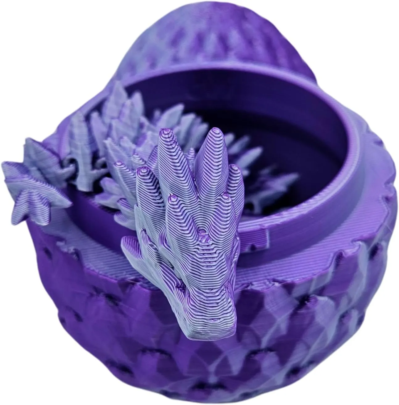Surprise Dragon Egg Articulating Gemstone Dragon Fidget Figurine - 3D Printed Dragons Flexible ADHD, Autism, Relief Anxiety - Articulated Joints (Purple Mint Silk)