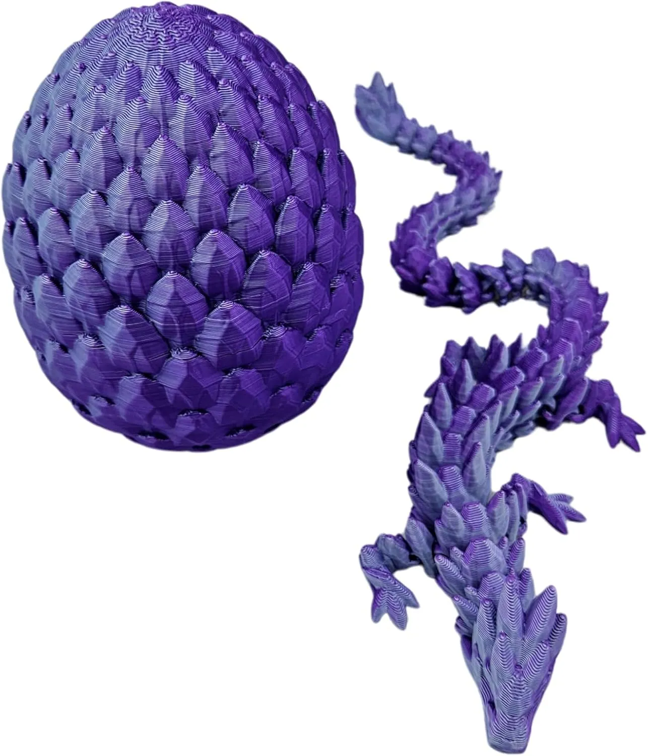 Surprise Dragon Egg Articulating Gemstone Dragon Fidget Figurine - 3D Printed Dragons Flexible ADHD, Autism, Relief Anxiety - Articulated Joints (Purple Mint Silk)