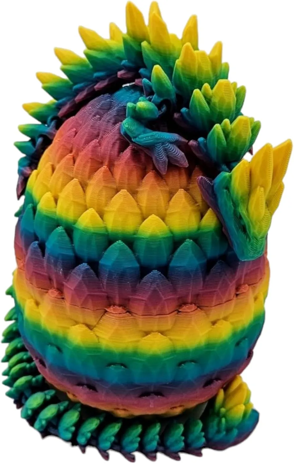 Surprise Dragon Egg Articulating Gemstone Dragon Fidget Figurine - 3D Printed Dragons Flexible ADHD, Autism, Relief Anxiety - Articulated Joints (Rainbow)